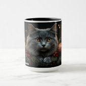 Blue-Grey Cat Lovers Kerstcadeau Mokken (Midden)