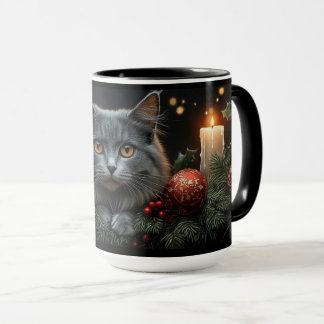 Blue-Grey Cat Lovers Kerstcadeau Mokken