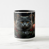 Blue-Grey Cat Lovers Kerstcadeau Mokken (Midden)