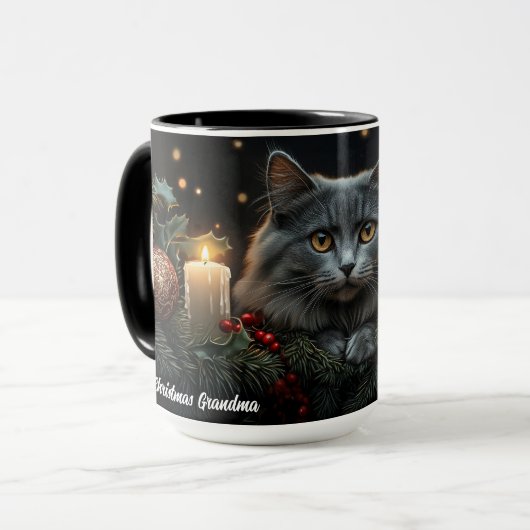 Blue-Grey Cat Lovers Kerstcadeau Mokken (Voorkant links)