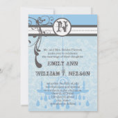 Blue & Grey  Chandelier Damask Your Photo Kaart (Achterkant)