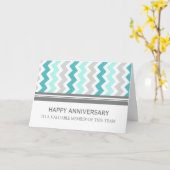 Blue Grey Chevron Medewerker Jubileum Kaart (Gele Bloem)