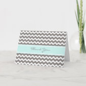 Blue Grey Chevrons Baby shower Bedankt Card (Voorkant)