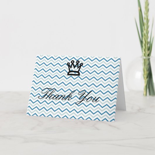 Blue Grey Chevrons met Crown-kaart Bedankkaart (Voorkant)