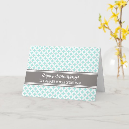 Blue Grey Circles Employee Jubileum Kaart (Gele Bloem)