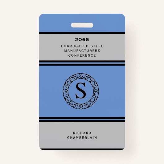 Blue & Grey Conference Badge met Logo (Voorkant)