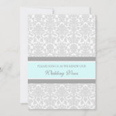Blue Grey Damask Wedding Vow Renewal Uitnodigingen (Voorkant)