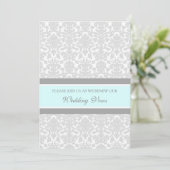 Blue Grey Damask Wedding Vow Renewal Uitnodigingen (Staand voorkant)