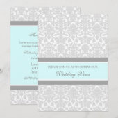 Blue Grey Damask Wedding Vow Renewal Uitnodigingen (Voorkant / Achterkant)
