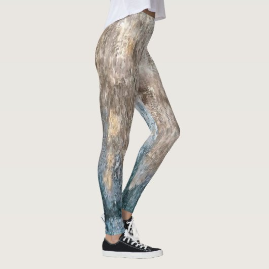 Blue Grey Decorative Abstract Artwork Leggings (Rechts)