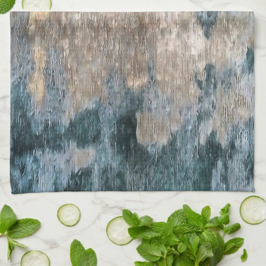 Blue Grey Decorative Abstract Artwork Theedoek (Gevouwen)