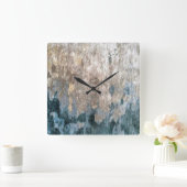Blue Grey Decorative Abstract Artwork Vierkante Klok (Huis)