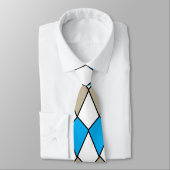 Blue Grey Diamond Pattern Modern Stropdas (Gebonden)