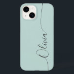 Blue Grey Elegant Calligraphy Script Name Hoesje- Case-Mate iPhone 14 Hoesje<br><div class="desc">Blue Grey Elegant Calligraphy Script Custom Personalized Name iPhone 14 Smart Phone Case kenmerkt een modern en trendy eenvoudig en stijlvol ontwerp met uw gepersonaliseerde naam in elegante handgeschreven kalligrafiekscript typografie op een optische blauwe achtergrond. Ontworpen door ©Evco Studio www.zazzle.com/store/evcostudio</div>