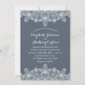 Blue Grey Elegant  Lace Best Luxury Wedding Kaart (Voorkant)