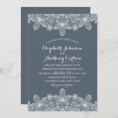 Blue Grey Elegant  Lace Best Luxury Wedding Kaart (Voorkant / Achterkant)