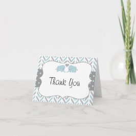 Blue Grey Elephant Baby shower Bedankt Card