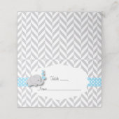 Blue & Grey Elephant Baby shower Plaatskaartje (Buitenkant ongevouwen)