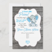 Blue Grey Elephant Invitation Editable Kaart (Voorkant)