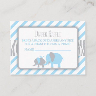 Blue & Grey Elephant Luier Raffle Ticket Informatiekaartje