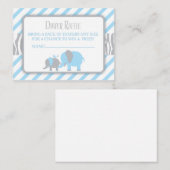 Blue & Grey Elephant Luier Raffle Ticket Informatiekaartje (Voorkant / Achterkant)