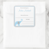 Blue & Grey Elephant Pinstripe Boek Bord Vierkante Sticker (Tas)