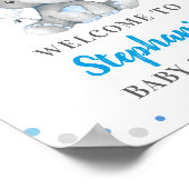 Blue Grey Elephant Polka Dot Baby shower Welkom Poster (Hoek)