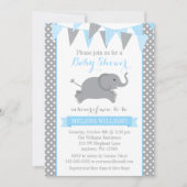 Blue Grey Elephant Polka Dot Bunting Baby shower Kaart (Voorkant)