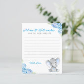 Blue Grey Elephant Shower New Parents Advice Kaart (Staand voorkant)