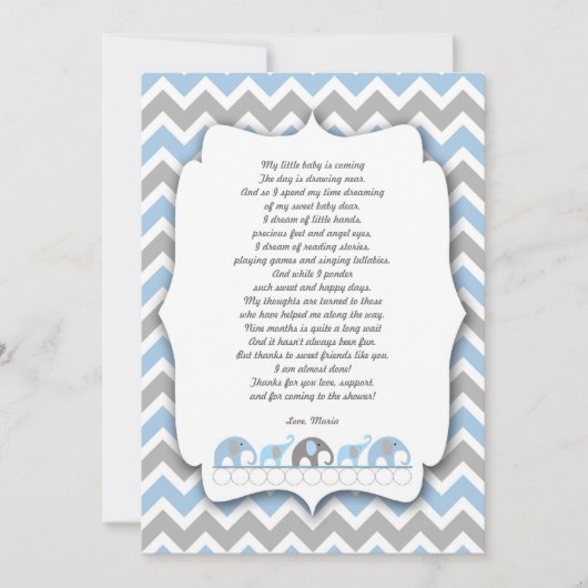 Blue Grey Elephants Baby shower bedankt je notitie (Voorkant)