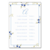 Blue Grey Floral Alphabetic Seating Charts Kaart (Voorkant)