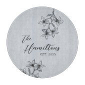 Blue Grey Floral, ingesteld jaar Snijplank (Voorkant)