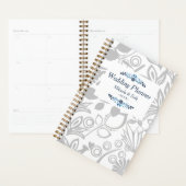 Blue Grey Floral Pattern Wedding Planner (Display)