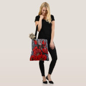 Blue Grey Floral Red Mode Designer Tas (Op model)