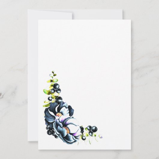 Blue Grey Floral Wedding Kaart (Achterkant)