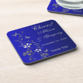 Blue Grey Floral Wedding Onderzetter Set (6) (Linkerzijde)