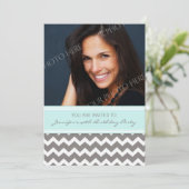 Blue Grey Foto 40th Birthday Party Invitations Kaart (Staand voorkant)