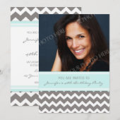 Blue Grey Foto 40th Birthday Party Invitations Kaart (Voorkant / Achterkant)
