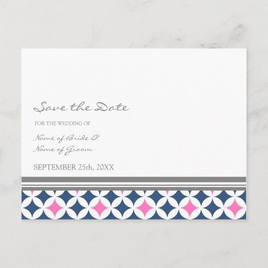 Blue Grey Foto Sla de datum bruiloft Briefkaarten (Achterkant)