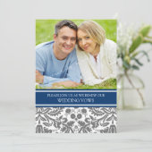 Blue Grey Foto Wedding Vow Renewal Uitnodiging (Staand voorkant)