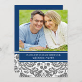 Blue Grey Foto Wedding Vow Renewal Uitnodiging (Voorkant / Achterkant)