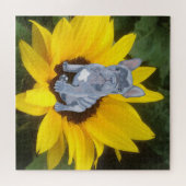 Blue Grey French Bulldog Puppy and Sunflower Legpuzzel (Horizontaal)
