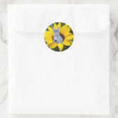 Blue Grey French Bulldog Puppy and Sunflower Ronde Sticker (Tas)