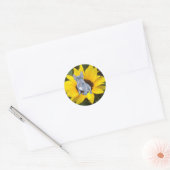 Blue Grey French Bulldog Puppy and Sunflower Ronde Sticker (Envelop)