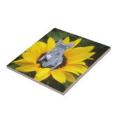 Blue Grey French Bulldog Puppy and Sunflower Tegeltje (Zijkant)