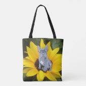 Blue Grey French Bulldog Puppy and Sunflower Tote Bag (Achterkant)