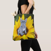 Blue Grey French Bulldog Puppy and Sunflower Tote Bag (Dichtbij)