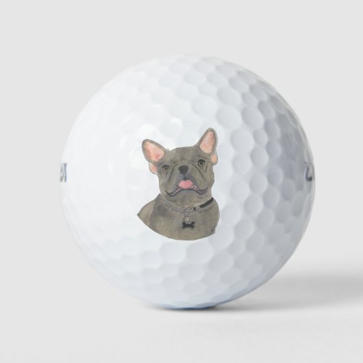 Blue Grey Frenchie Golfballen (Voorkant)