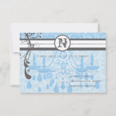 Blue & Grey Funky Swirls Wedding RSVP (Achterkant)