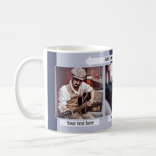 Blue Grey Geometric Design Foto Mok (Links)